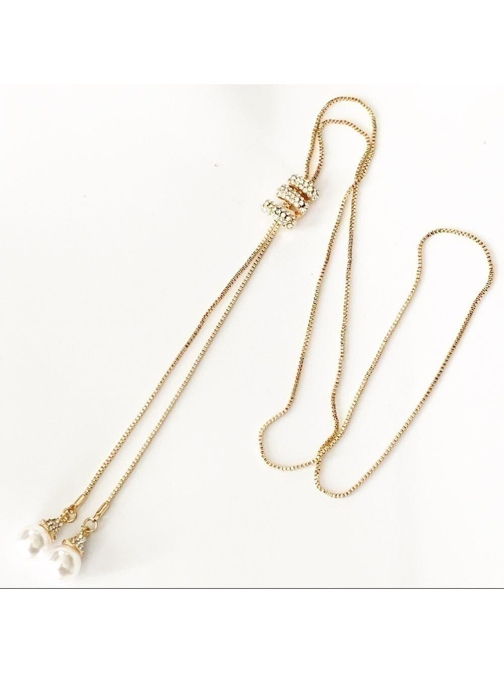 NEW-CRYSTAL Rows Movable/Adjustable/ Pearls Chain - Picture 2 of 8